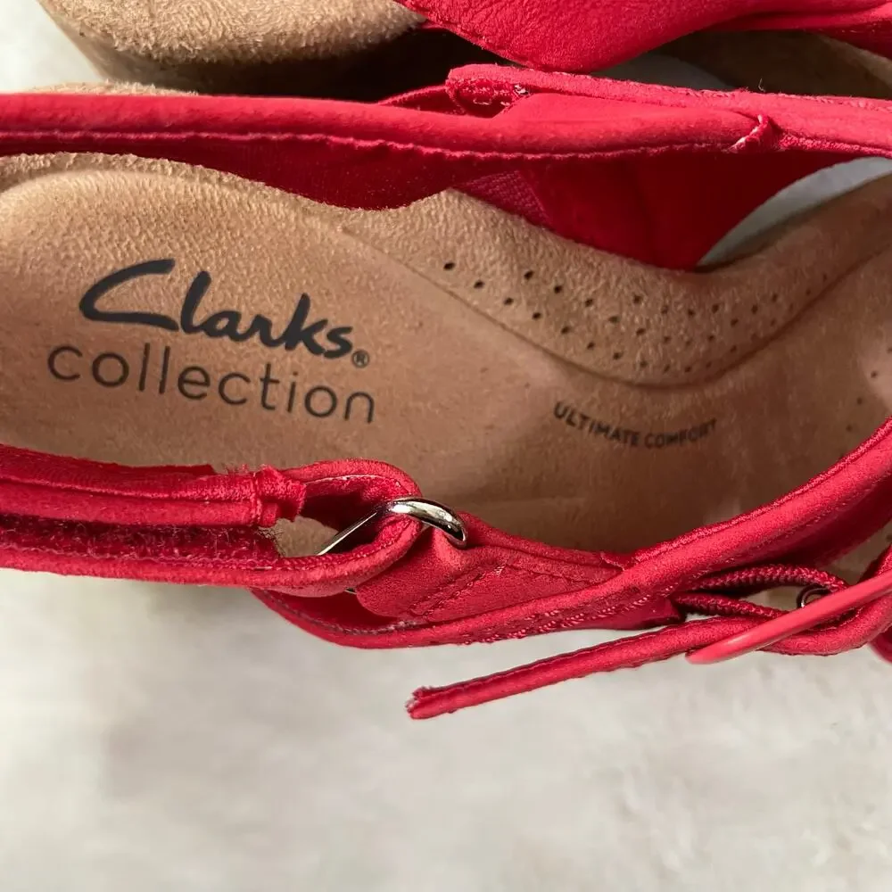 Clarks Nerisa Pace Cherry Nubuck Sandals Size 7